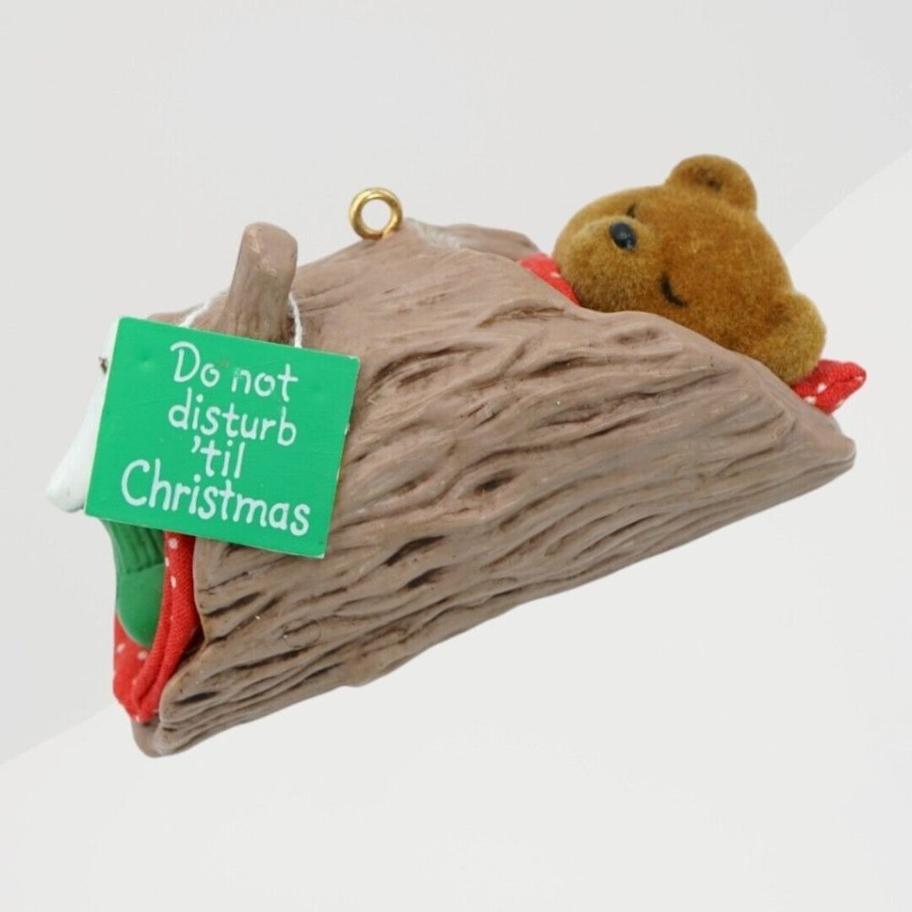 Vintage Hallmark Keepsake Do Not Disturb Sleeping Bear Cub Christmas Ornament